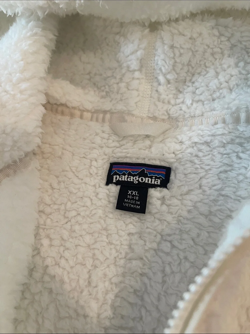 Patagonia Kids Cream Plush Hooded Puffer Jacket